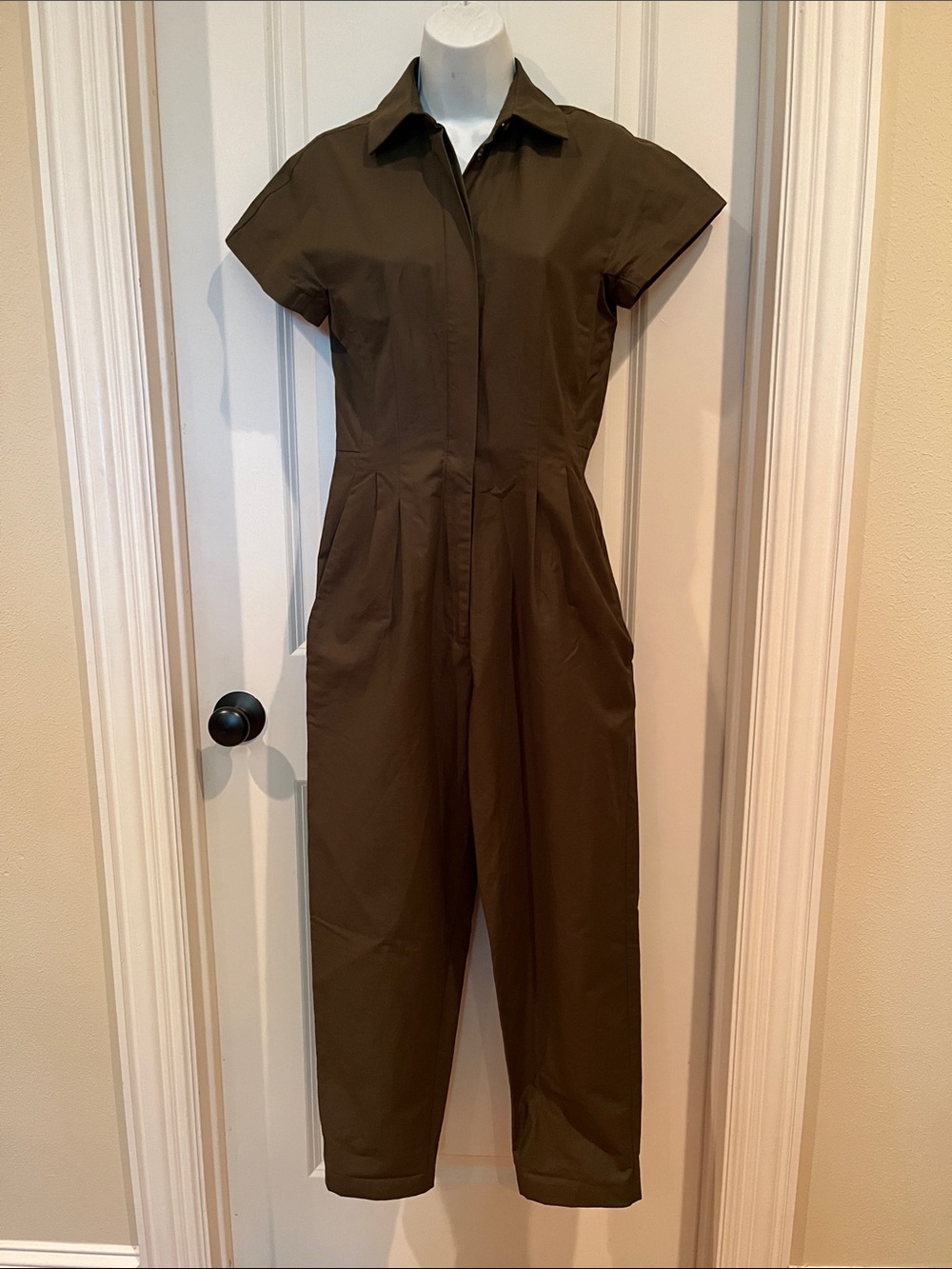 DESIGNER KALLMEYER CAP SLEEVE MINIMALIST UTILITY JUMPSUIT SZ 2